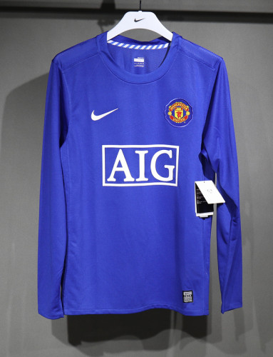 2008-09 Manchester United  blue long sleeves Player version soccer jersey