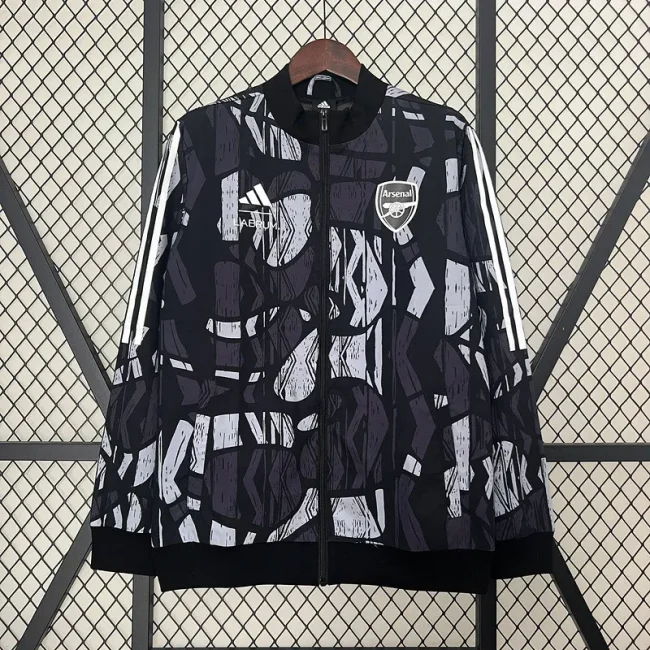 2024-25 arsenal gray and black windbreaker