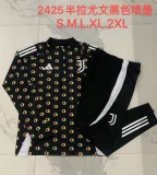 B925# 2024-25 half-pull Juventus black inkjet suit