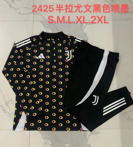 B925# 2024-25 half-pull Juventus black inkjet suit