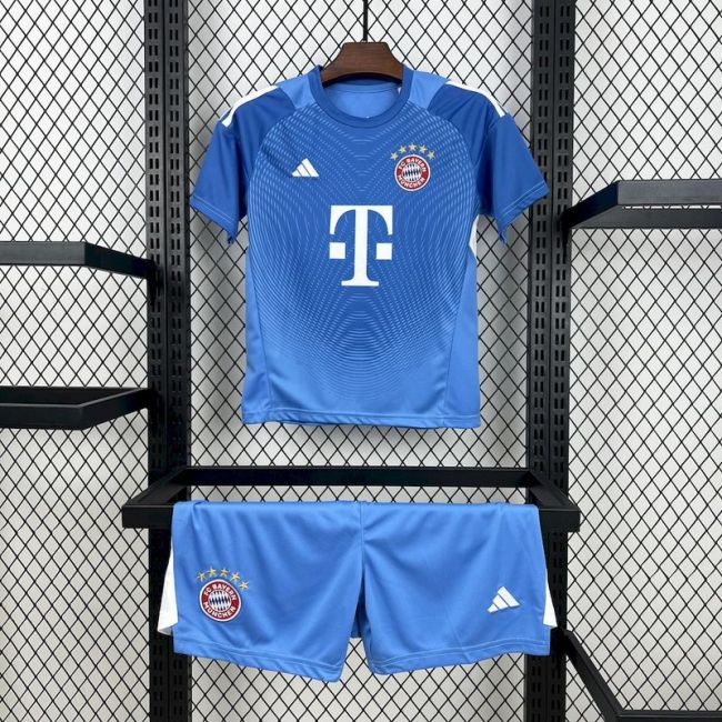2025-26 Bayern Munich Blue Goalkeeper Kids Kit