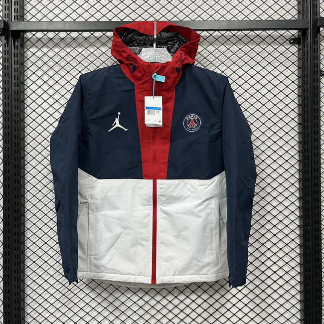 2024-25 Paris Saint Germain white and blue cotton jacket