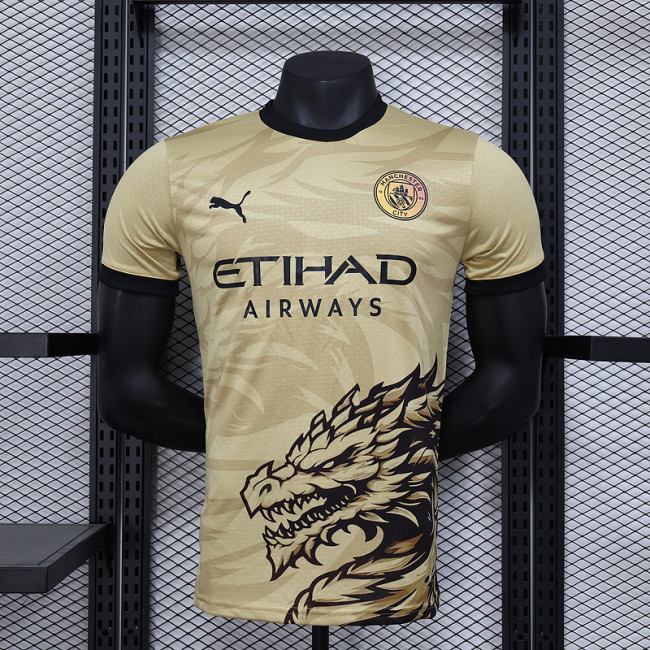 2024-25 Manchester City Gold Special player version jersey (The player version is more slim fit, it is recommended to buy one size larger)