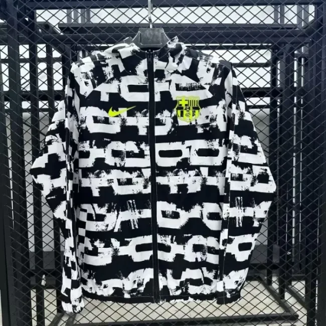 2025-26 Barcelona black and white windbreaker