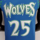 75th Anniversary 2202 Season ROSE#25 Minnesota Timberwolves City Edition Blue NBA Jersey