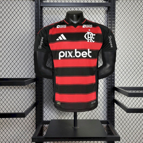 2025-26 Flamengo home player version jersey   (The player version is more slim fit, it is recommended to buy one size larger)