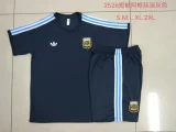 D2559# 2025-26 Argentina dark gray retro version-short-sleeved suit