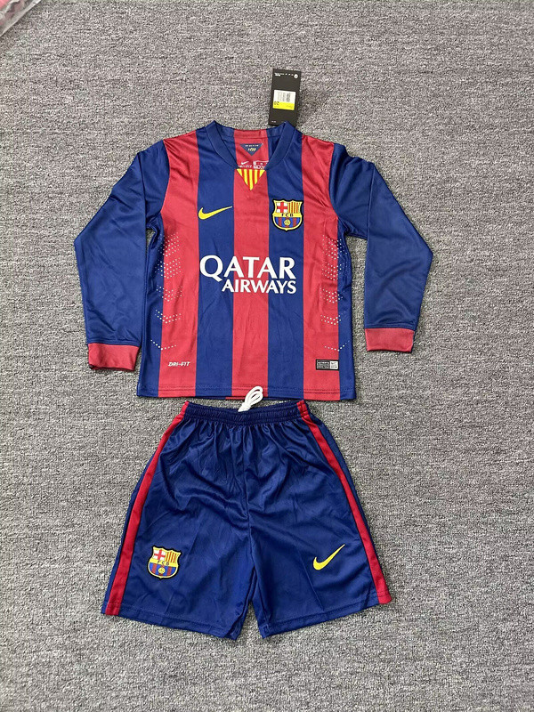 2014-15 Barcelona home retro long sleeve kid kit
