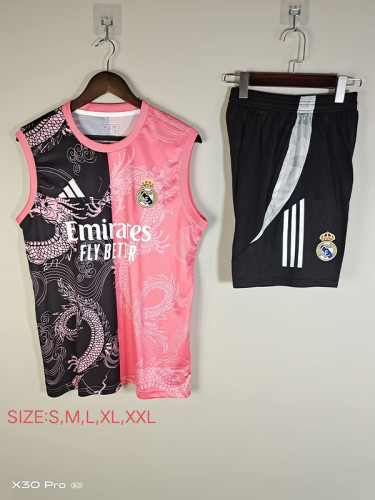 2025-26 Real Madrid  black and pink vest suit
