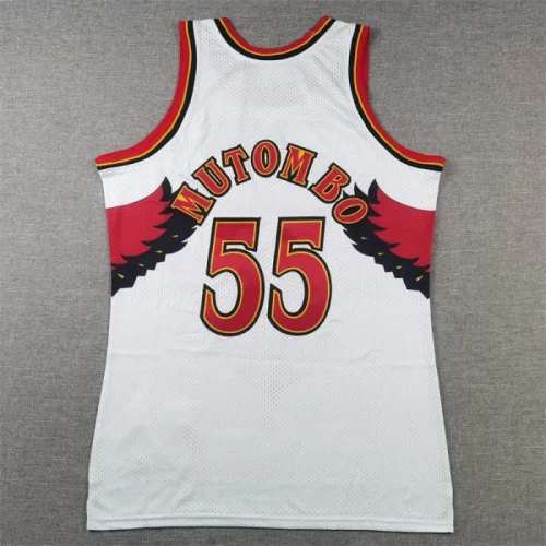Atlanta Hawks No. 55 Mutombo (Retro White)