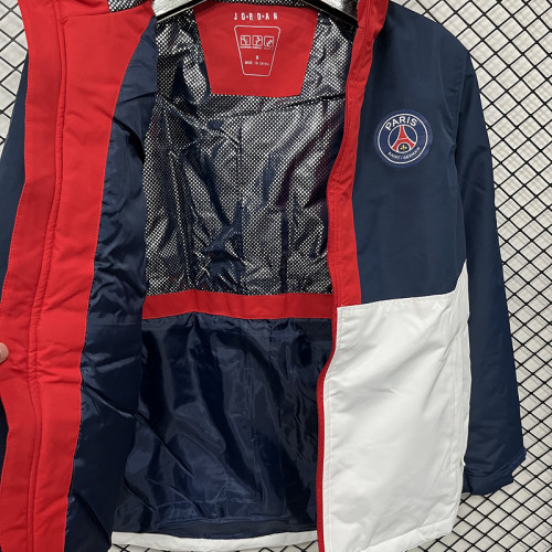2024-25 Paris Saint Germain   white and blue cotton jacket