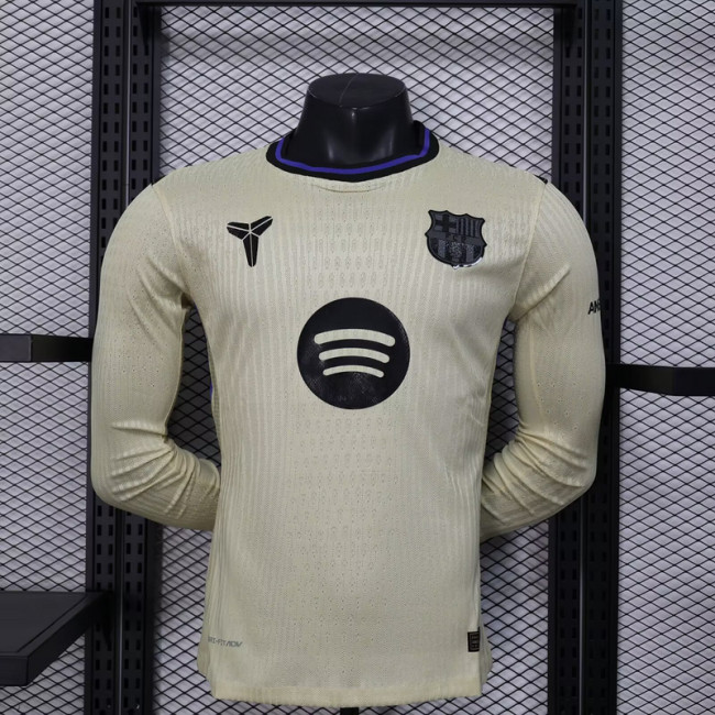 2025-26 Barcelona Away long sleeve player version jersey (The player version is more slim fit, it is recommended to buy one size larger)