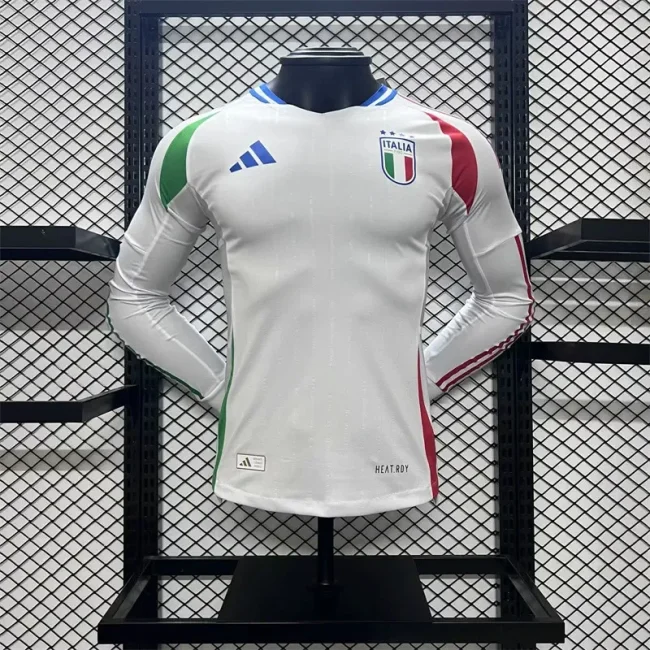 Italy 2024 away white long sleeve player version (The player version is more slim fit, it is recommended to buy one size larger)