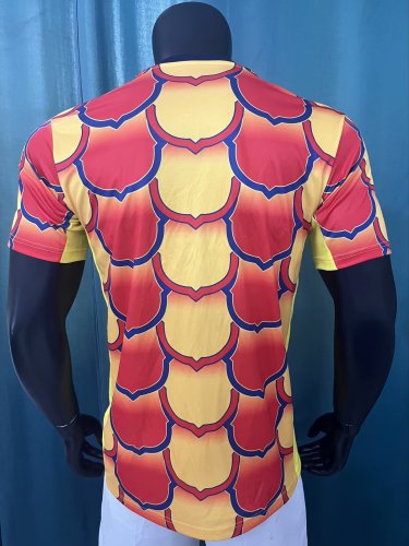 2024-25 Barcelona yellow and red special player version jersey  (The player version is more slim fit, it is recommended to buy one size larger)