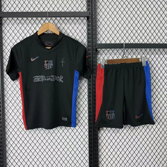 2024-25 Barcelona Black Travis Scott Edition Kids Kit