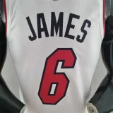 75th Anniversary Miami Heat JAMES #6 White NBA Jersey