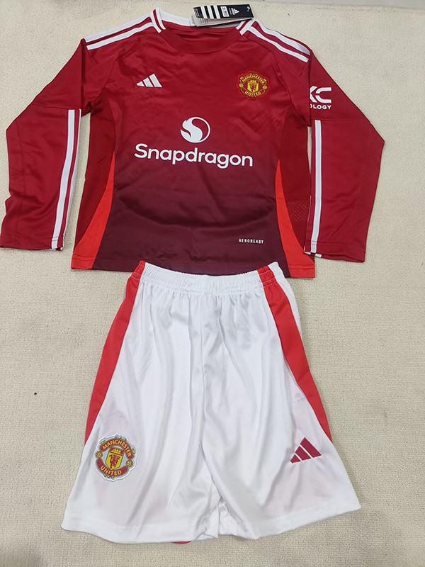 54 2024-25 Manchester United home long sleeve kid kit