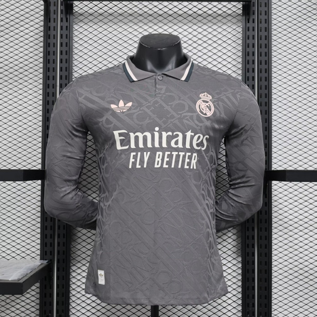 2024-25 Real Madrid third away player version long sleeve jersey(The player version is more slim fit, it is recommended to buy one size larger)