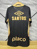 2025-26 Santos black with sponsor player version soccer jersey size  (The player version is more slim fit, it is recommended to buy one size larger)