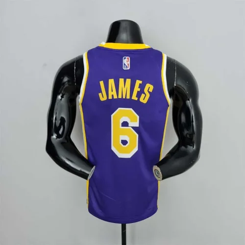 75th Anniversary James #6 Los Angeles Lakers Jordan Purple NBA Jersey