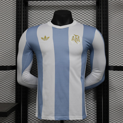 2025-26 Argentina 50th Anniversary long sleeve player version jersey  (The player version is more slim fit, it is recommended to buy one size larger)