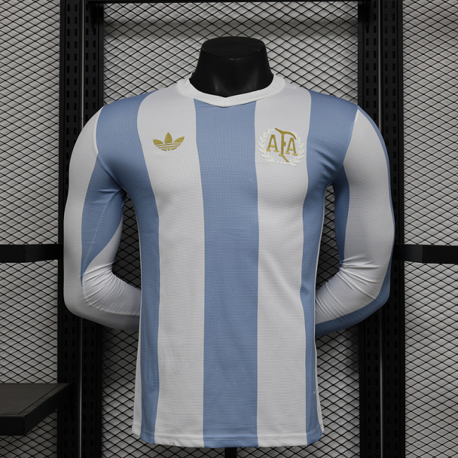 2025-26 Argentina 50th Anniversary long sleeve player version jersey (The player version is more slim fit, it is recommended to buy one size larger)