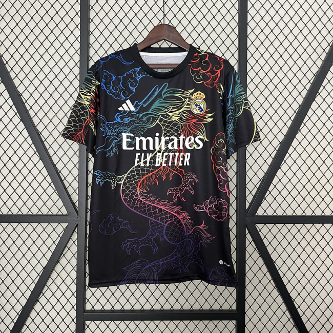 2024-25 Real Madrid black colorful dragon jersey