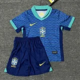 2024 Brazil away blue kids kit