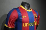 .Barcelona 2010-11  Retro  home player version  (The player version is more slim fit, it is recommended to buy one size larger)