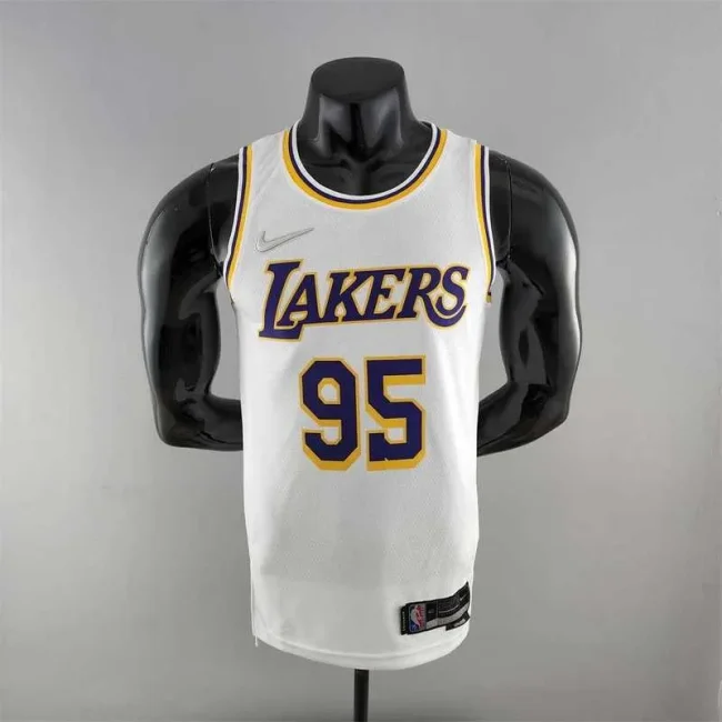 75th Anniversary TOSCANO #95 Los Angeles Lakers White NBA Jersey