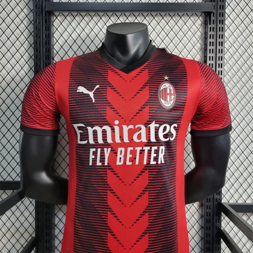 2023-24 AC Milan home player version soccer jerseys   (The player version is more slim fit, it is recommended to buy one size larger)