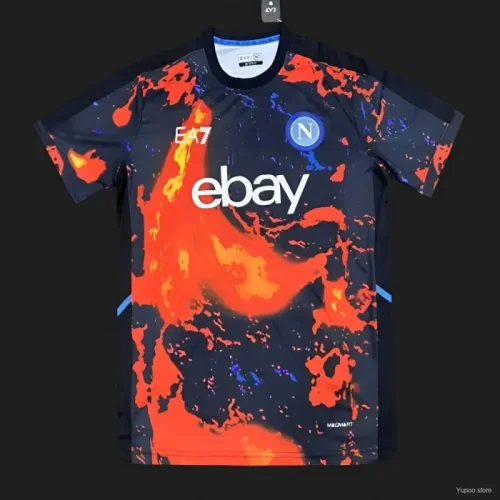 2024-25 EA7 Napoli 2024 Pre-Match bright Red Volcanic Lava Pattern Jersey