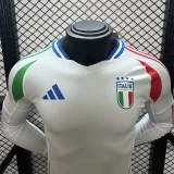 Italy 2024 away white long sleeve player version (The player version is more slim fit, it is recommended to buy one size larger)