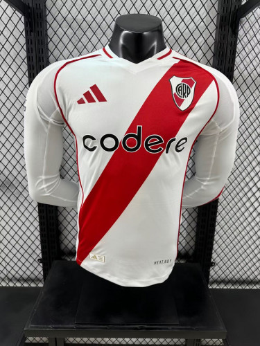 2024-25 River Plate   home long sleeve player version jersey  (The player version is more slim fit, it is recommended to buy one size larger)