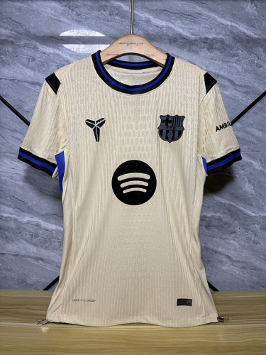 2025-26 Barcelona   beige player version soccer jersey    (The player version is more slim fit, it is recommended to buy one size larger)