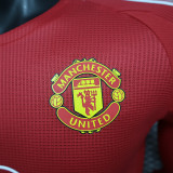 2024-25 Manchester United home long sleeve player version jersey(The player version is more slim fit, it is recommended to buy one size larger)