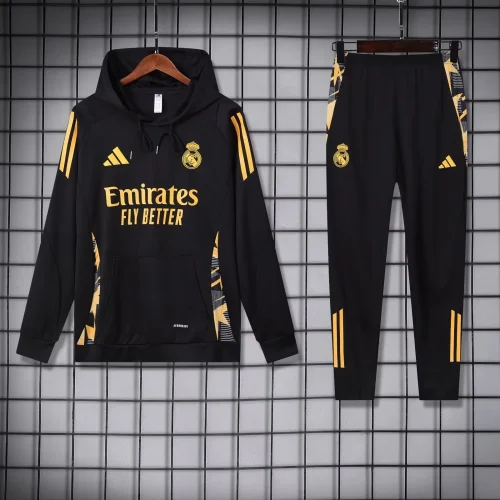 Real Madrid 2024-25 black hooded tracksuits