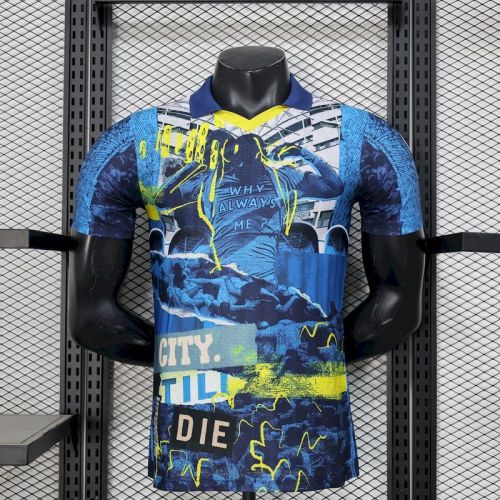 2025-26 Manchester City  Blue Special Edition Jersey Player Version   (The player version is more slim fit, it is recommended to buy one size larger)