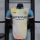 2024-25 Manchester City  yellow and blue special player version jersey(The player version is more slim fit, it is recommended to buy one size larger)