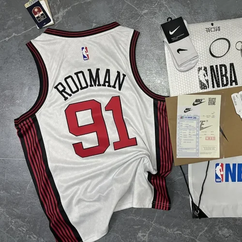 2023 Season Bulls White City Edition No. 91 Rodman NBA Jersey