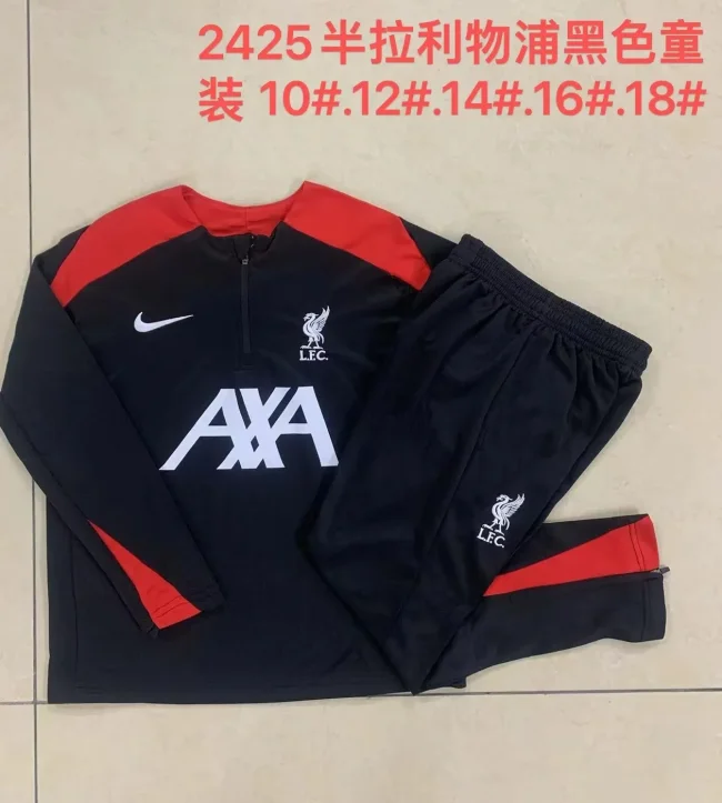 2024-25 Liverpool half-zip black suit (kids)