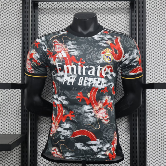 2024-25 Real Madrid black dragon player version jersey(The player version is more slim fit, it is recommended to buy one size larger)
