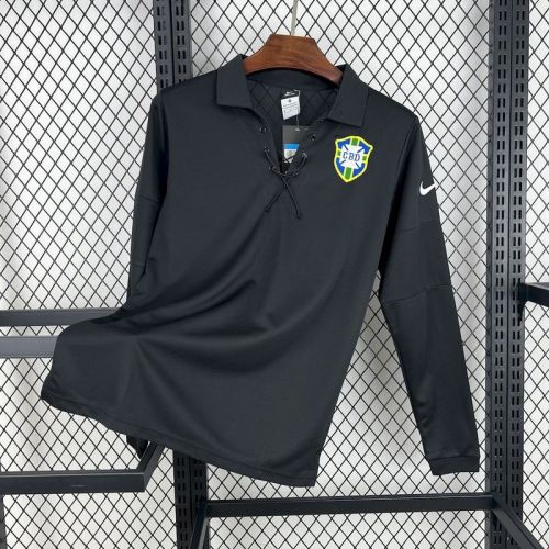 2004 Brazil Black Special long sleeve retro jersey