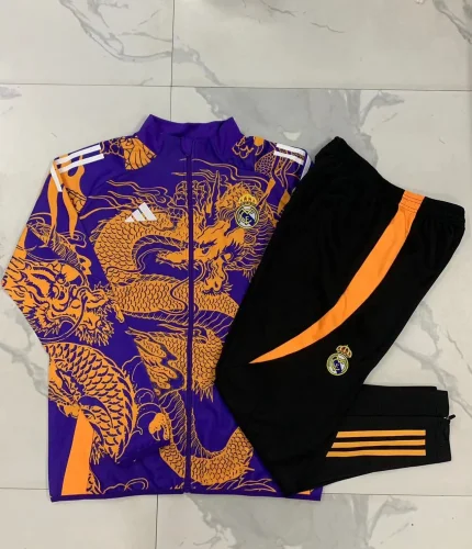 A799# 2024-25 Long Zipper Real Madrid Purple (Inkjet Dragon) Suit
