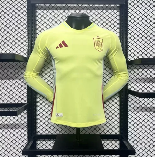 2024 Spain away long sleeve player version jersey (The player version is more slim fit, it is recommended to buy one size larger)