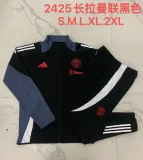 A796# 2024-25 Long zipper Manchester United black suit