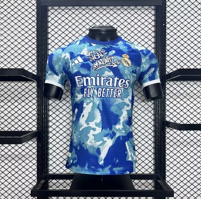 2024-25 Real Madrid blue camo player version (The player version is more slim fit, it is recommended to buy one size larger)