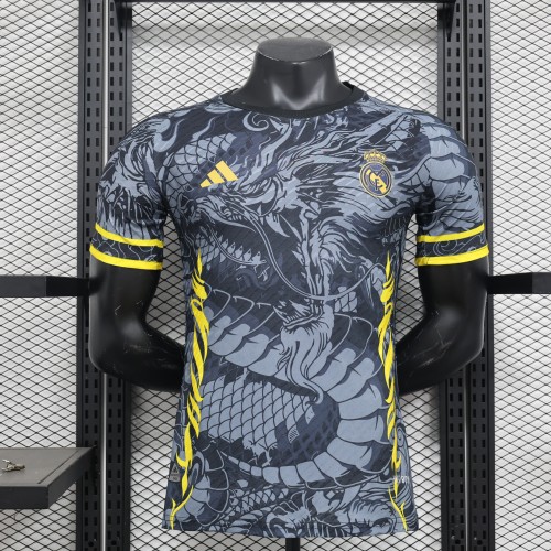 Real Madrid 2024 dragon black player version(The player version is more slim fit, it is recommended to buy one size larger)