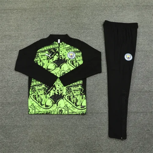2024-25 Manchester City half-zip fluorescent green suit [camouflage style]