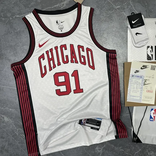 2023 Season Bulls White City Edition No. 91 Rodman NBA Jersey